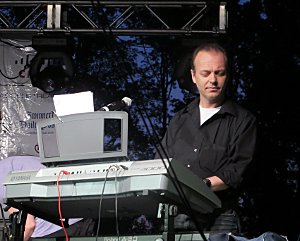 Playing keyboards at the Relay for Life